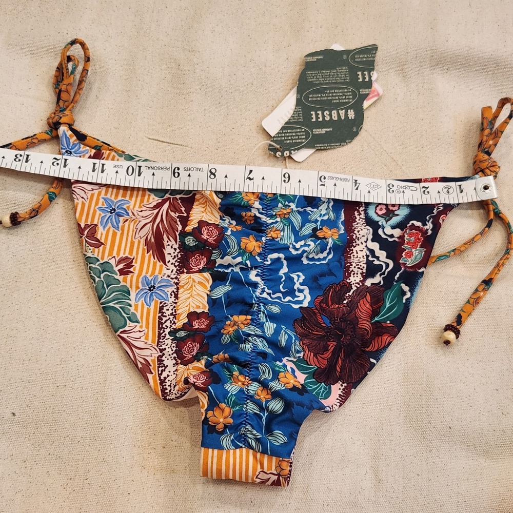 New L Agua Bendita ALEGRIA Bikini Bottom Women's L Floral Side Tie Swim Large - Picture 12 of 13